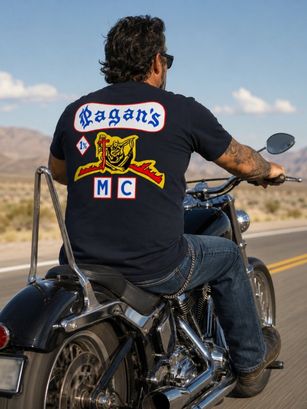 Pagans 1%er Patch Black Crew Neck Short Sleeve T-Shirt